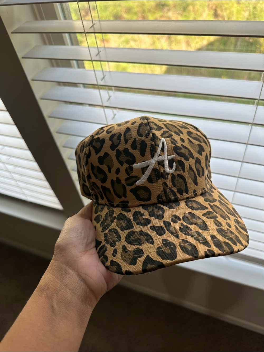Source Unknown Leopard Print Cap with White 'A' Embroidery